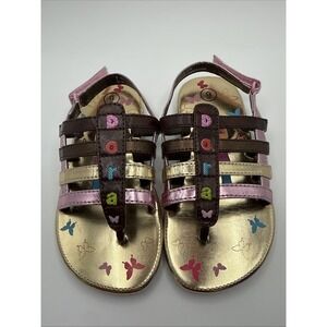 Dora The Explorer Kids Toddler Size 9 Gold Butterflies Strap Sandals
